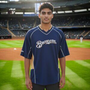 MLB GEN MERCHANDISE ( LG ) BREWERS Short Sleeve Jersey Knit Shirt